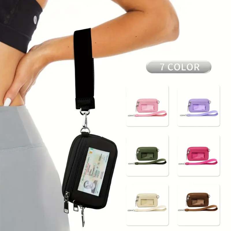 Water-Repellent Nylon Wristlet Wallet |     Zipper + Clear Card Slot |     7 Colors |     Lightweight Durable |     Daily/Travel - Women's Waterproof Compact WalletsGood things