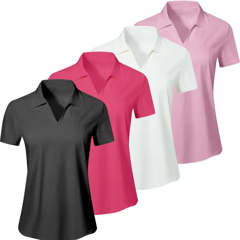 【Black Friday】Women's Solid Color Sports Polo Shirt, Breathable Comfortable Fabric, Short Sleeve Collared Top for Golf, Baseball and Tennis, Ladies Sportswear for All Seasons