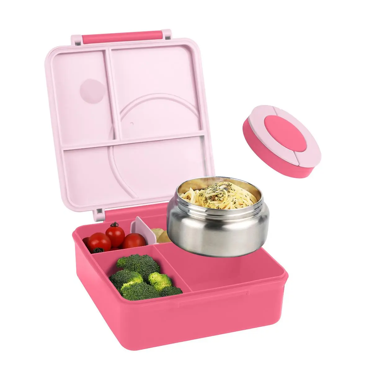 4 Compartment Bento Lunch Box with Soup Thermo, 1 Count Leakproof Lunchbox Food Container, Portable Lunch Box for Home Office School Insulated Lunch Compartment Bpa Free Compartments Lunch Containers