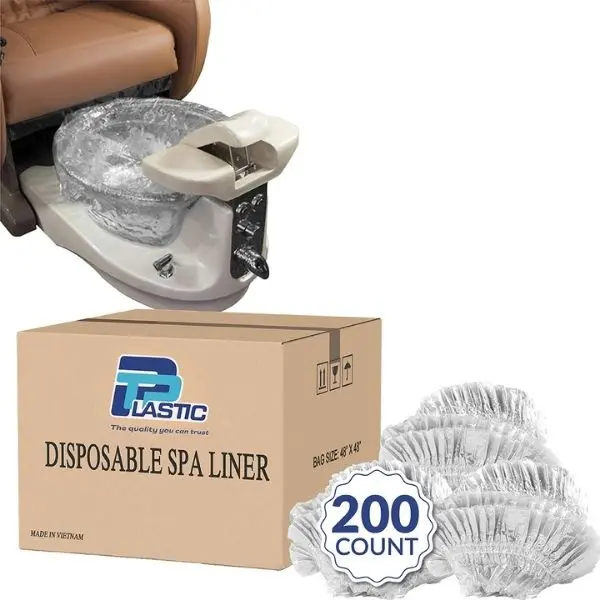 TP Plastic 200 PCS Clear Disposable Pedicure Tub Liners | Waterproof Foot Spa Liners for Salon & Home Use