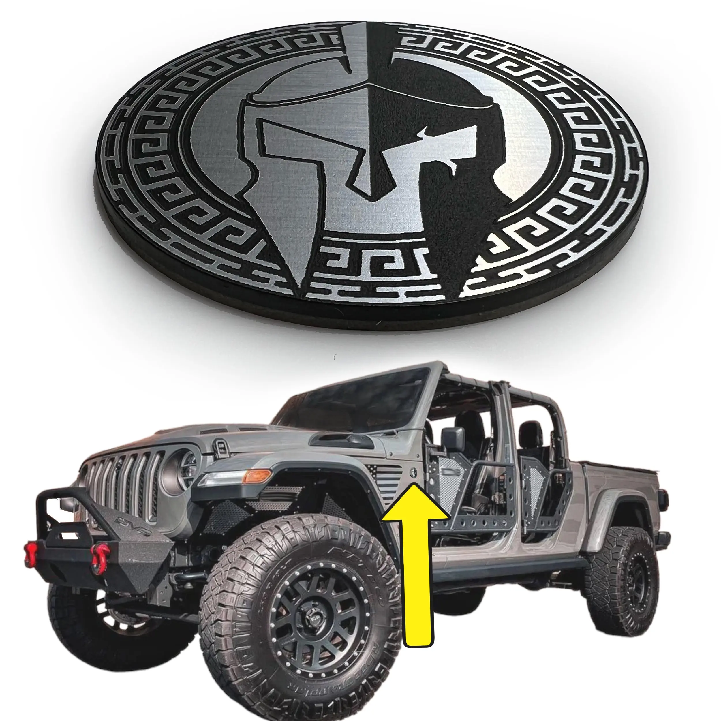 One (1) Spartan Rated Fender Badges fits JEEP Gladiator emblem