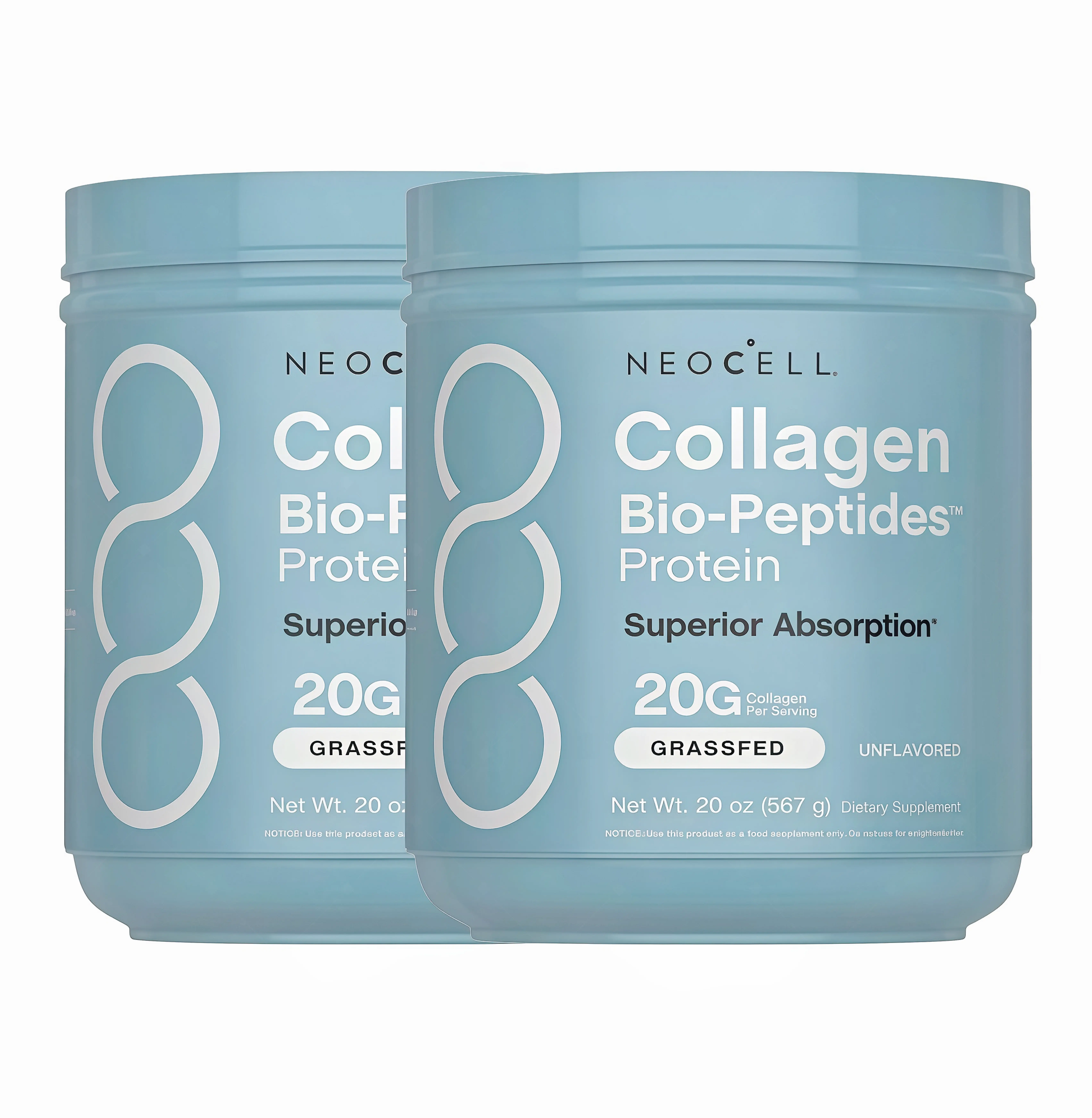 2 Pack NeoCell Collagen Peptides Powder 20oz - Grassfed Protein Supplement TR- Advanced with 18 Essential Amino Acids