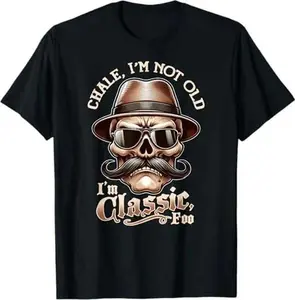 100% Cotton Men's "I'm Not Old, I'm Classic Foo" Graphic Tee, Funny Cholo Chicano Lowrider Design Casual Top, Soft Breathable Cotton, Loose Fit Streetwear, Retro Lowrider Style Shirt for Men