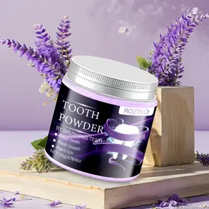 Rozino Purple Tooth Powder, Fine Texture, Dip Wet Toothbrush, for Morning Routine, Fresh Minty Feel