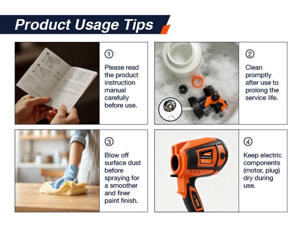 FURRELOR HVLP Sprayer Set - 850W Handheld Electric Paint Sprayer, 1400ml/47oz, 4 Nozzles, 3 Patterns, Adjustable Flow Knob, Viscosity Check Cup, Gloves & Goggles, Beginner-Friendly for DIY Home Painting (Doors, Orange), Adjustable Paint Sprayer, Handheld