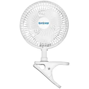 Hurricane Classic 6" Clip Fan, 2 Speed Desk Table Fan w/ Adjustable Tilt, White