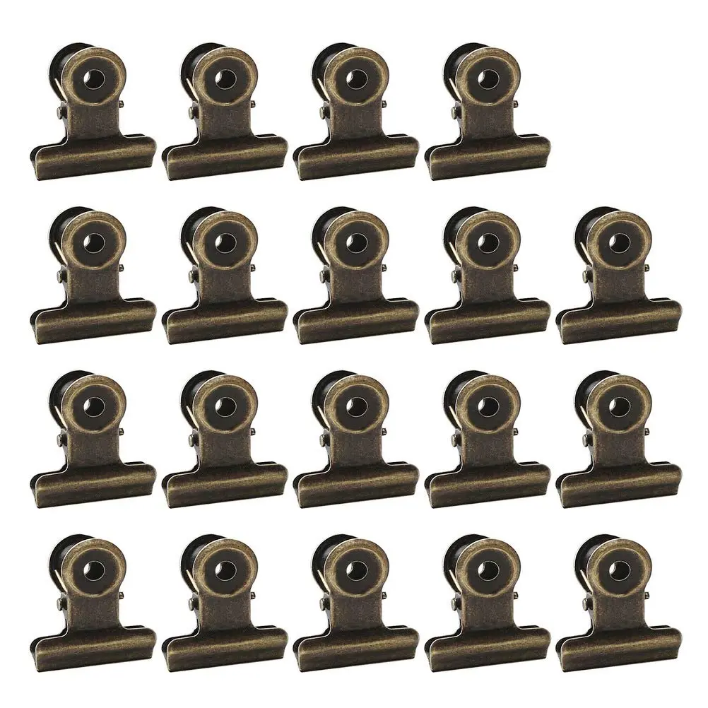 Metal Hinge Clips 100PCS 22mm Bronze Stainless Steel Paper Clips Money Binder Clips Durable Spring Tension Hanging Hole Clips Crafts Photos Tags Drawings Office Shop Supplies
