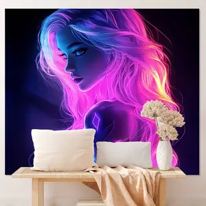 1pc Modern Style Sensual Female Wall Tapestry - Vibrant Neon Art Design, Durable 100% Polyester Fabric, Perfect for Photo Booths, Holiday Decor & Festive Celebrations, Female Wall Art