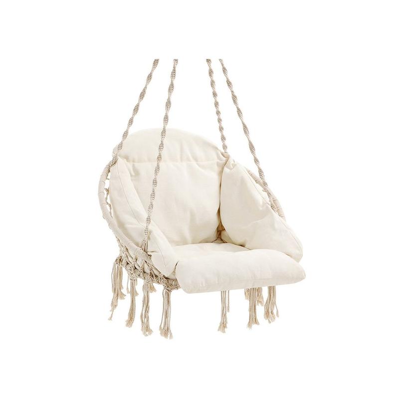 SONGMICS HOME Hanging Chair, Hammock Chair with Large, Thick Cushion, Boho Swing Chair for Bedroom, Patio, Balcony, Garden, Holds up to 264 lb, Accessories Included
