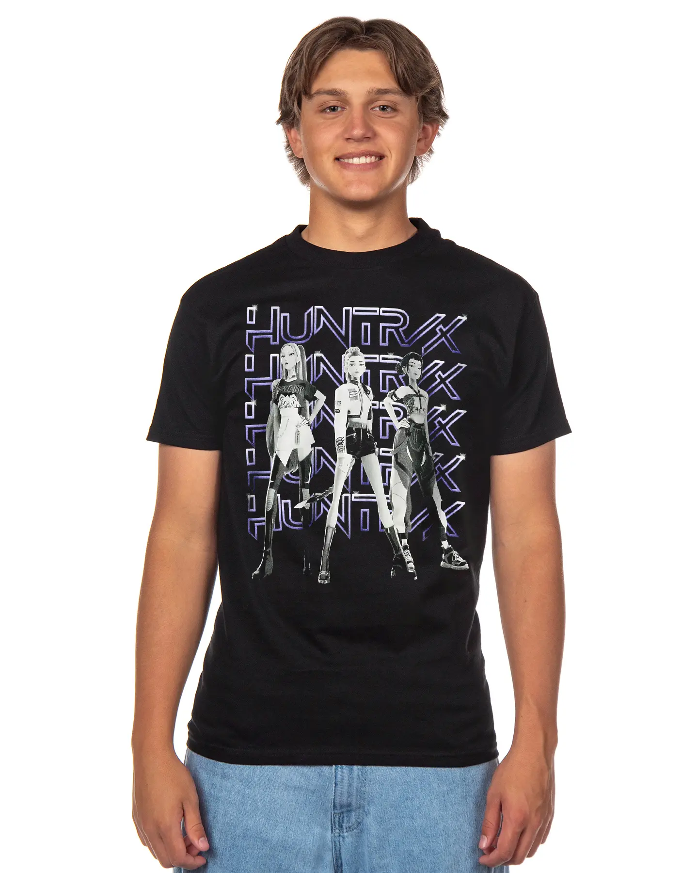 K-Pop Demon Hunters Men's Huntrix Logo Rumi Zoey Mira Short Sleeve Tee