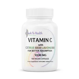 Back To Health Vitamin C with Citrus Bioflavonoids 1000 MG 100 Vegan Capsules for Better Absorption Non GMO Supplement