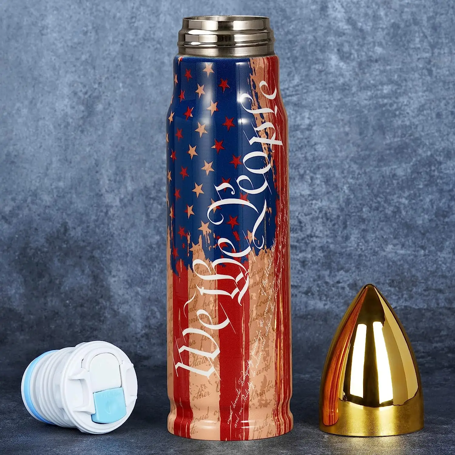 Funslive WE THE PEOPLE USA Flag Bullet Tumbler Custom Tumbler Gifts for Men Dad Him