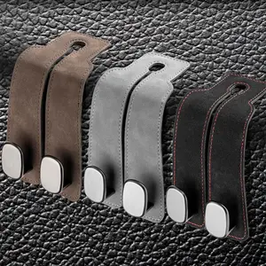 Car Seat Back Storage Hook, CarSeat Headrest Hook,Car Hooks for Purses andBags, Purse Holder for Car, Leather Car SeatBack Storage Hook Double Hook Car SeatHangers Organization Accessories