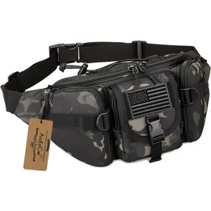 ArcEnCiel Tactical Fanny Pack for Men Waist Bag Hip Belt Outdoor Hiking Fishing Bumbag with Patch
