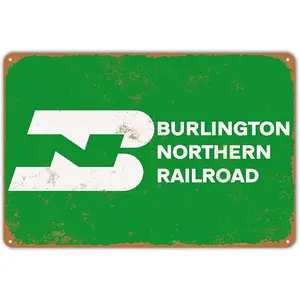 Metal Sign Burlington Northern Railroad Vintage Decorative Tin Sign Home Wall Decor 8 x 12 inches Signage Rectangle Design