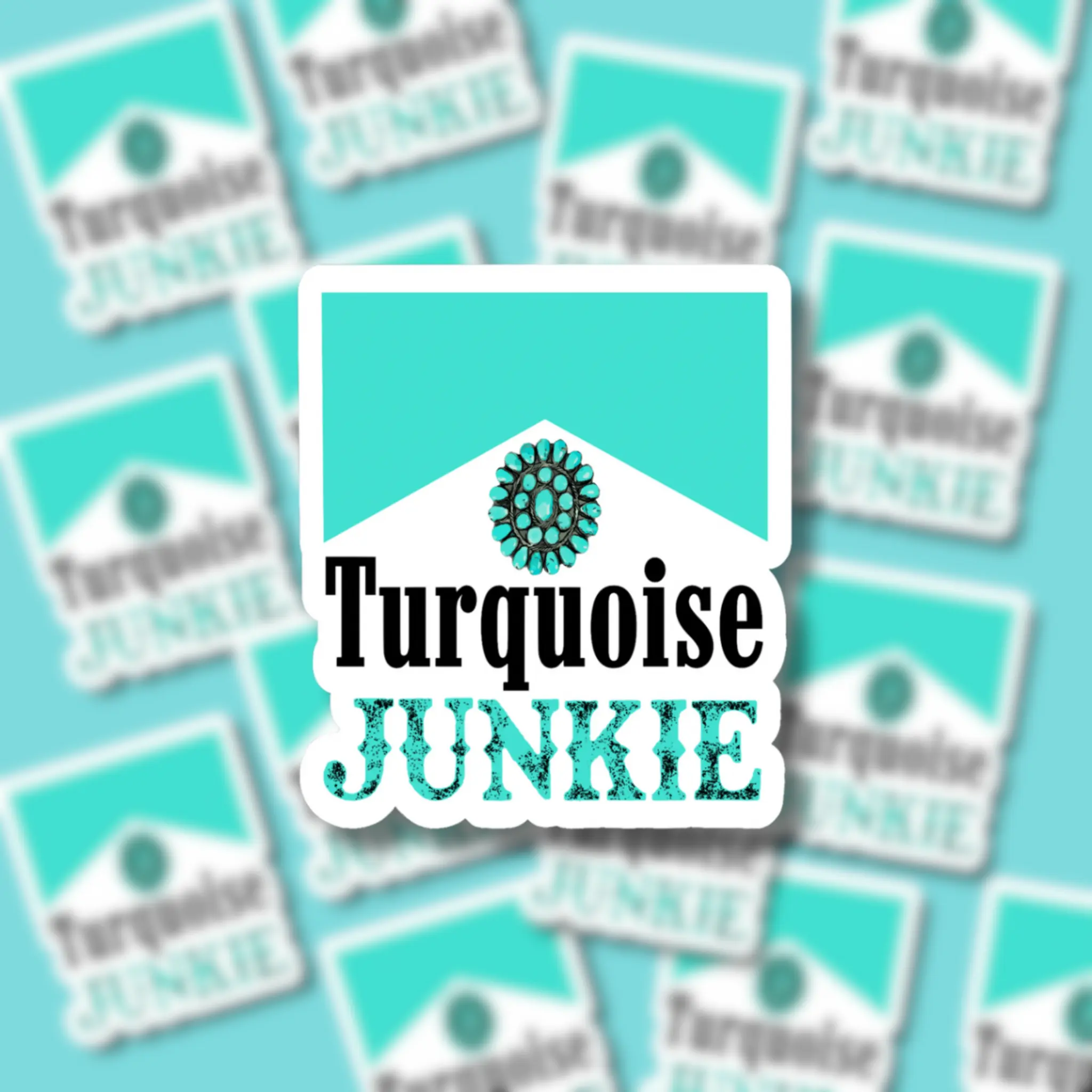 Turquoise Junkie Waterproof Sticker