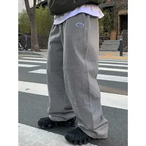 Men's Thermal-Lined Letter-Embroidered Sweatpants, Autumn/Winter Wear Joggers