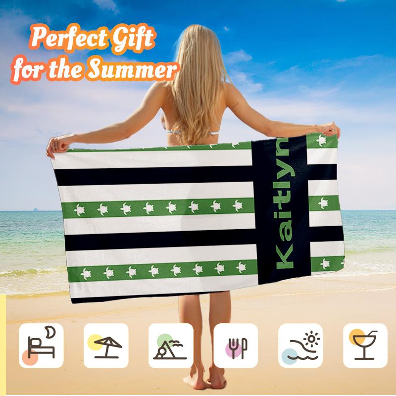 Custom Kaitlyn Themed Striped Beach Towel, Nautical/Star/Space Personalized Towel