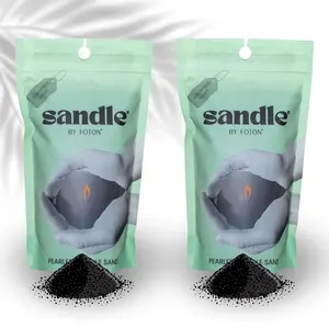Sandle by Foton 2-pack - Unscented Black. Refillable Pearled Candle with 2 x 10oz Plant-Based Wax Pearls and 2 x 15 Wicks.