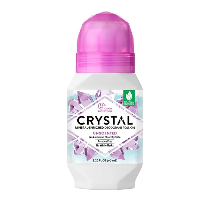 CRYSTAL Mineral Deodorant Roll-On Unscented Body Deodorant With 24-Hour Odor Protection, Aluminum Chloride & Paraben Free, 2.25 FL OZ (Packaging May Vary)