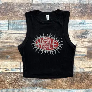 Hole Band Micro Ribbed Tank, 90s band Tank Top, Band graphic Crop Tank, Cute shirts, Trendy Shirts, Goth shirts, Y2k Crop Tank Top