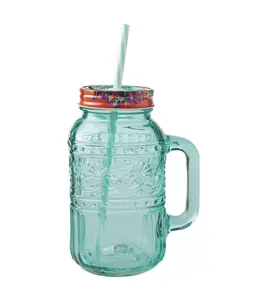 Pioneer Woman Cassie 32-Fluid-Ounce Mason Jar Tumbler, Teal