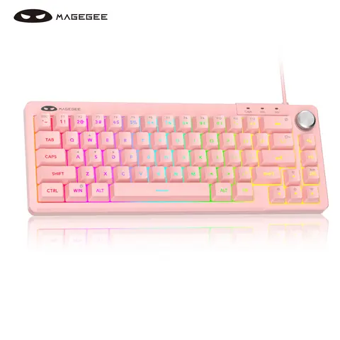 MageGee 60% Gaming Keyboard PC Gaming Accessory - TS68 Compact Mechanical-Style Tactile Feel RGB Backlit with Smart Knob, 68 Keys Ergonomic Design, 18-Key Anti-Ghosting - Wired for PC, Mac, PS4/PS5, Xbox