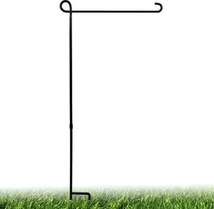 Garden Flag Holder Stand, Premium Powder-Coated Yard Flag Pole, Weather-Proof Black Metal Flagpole for Winter Garden Flag, Christmas Garden Flag, American Flag, Outdoor Garden Decor Decoration