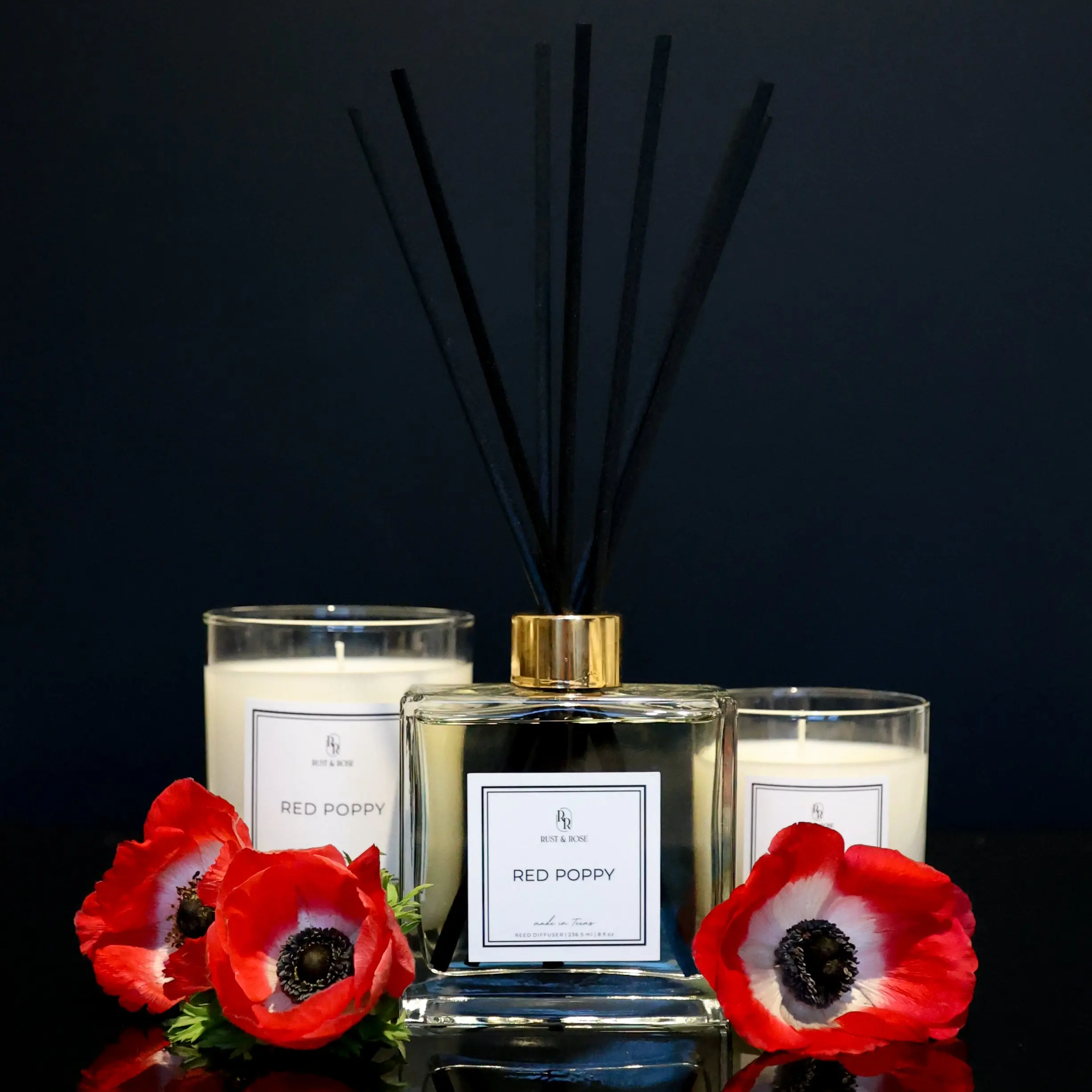 Red Poppy Reed Diffuser | Luxury Non-Toxic Home Fragrance | Floral Musk Scent
