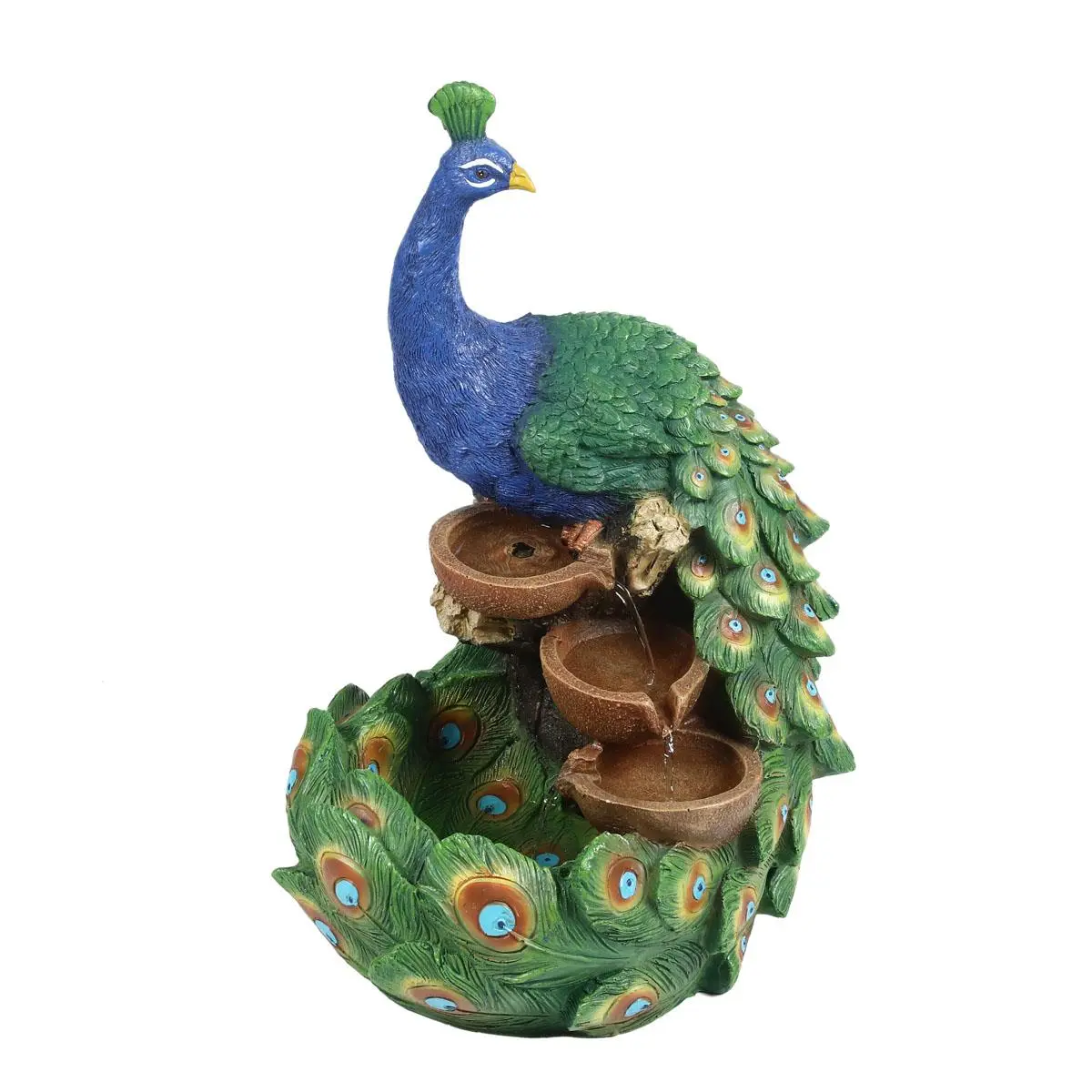 212 MAIN Outdoor Peacock Pedestal Automatic Fountain - Low Voltage Dog & Cat Feeding Pet Supply, Garden Accessory (Water Change Every 2-3 Days), Automatic Water Fountain, Pedestal Fountain