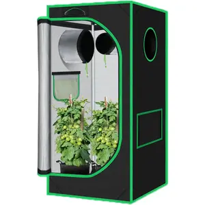 Grow Tent 24"x24"x48" 600D Mylar Hydroponic Indoor Grow Tents with Observation Window, Removable Floor Tray and Tool Bag for Indoor  Growing 2x2