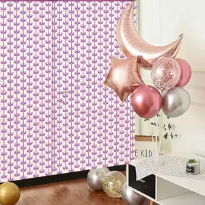 2pcs Crown Shape Foil Birthday Party Bunting Fringe Background, Birthday Party Decoration, Wedding Engagement Baby Shower Gift