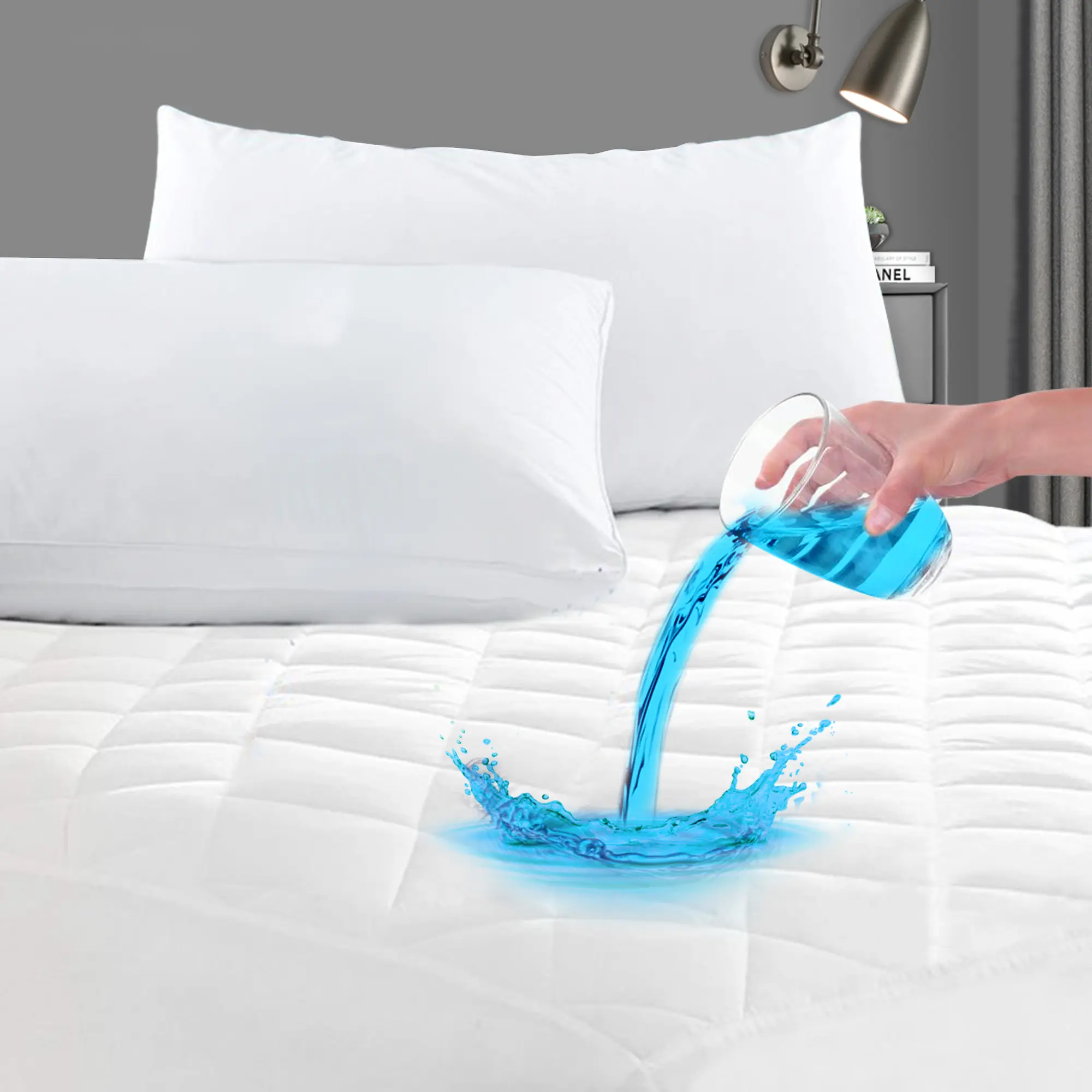 GRT Cooling Waterproof Mattress Protector - 4-Corner Cooling Design, Soft Dirt-Proof Fabric, Deep Pockets Fit 6-18 Inches for Bedroom, Dorm
