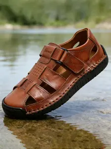 New Summer Men's Comfortable Sandals, Soft PU Leather Upper, Breathable Textile Sole, Ideal for Daily Commute, Beach Wear, Sizes 38-48, Summer Slide Sandal