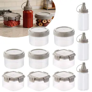 12PCS Mini Plastic Sauce Squeeze Bottle Seasoning Box Salad Dressing Containers Outdoor Barbecue Kitchen Accessories