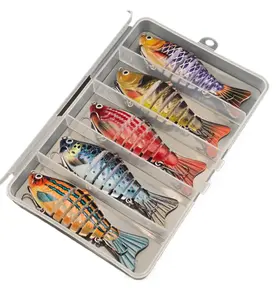 FishingLures 5/10 Pieces Set Multi Jointed Swim Crank Lures 3.9in Bionic Hard Bait for Fresh& Saltwater Slow Sinking Lifelike Swimbait Outdoor Equipment for Beginners Rotary Tool Fishing Lure Set fhis ing Multi Segment Hard Body Swimbait hard metal