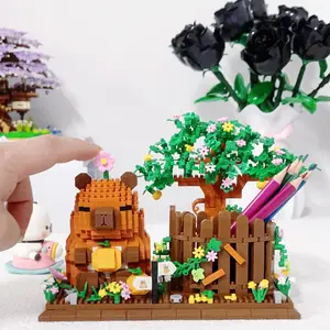 Water Pig Building Block Pen Holder Toy, Handmade Cosmetics Storage, Pencil Organizer Blocks, Desktop Decoration, Desk Accessories