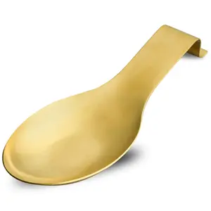 Gold Spoon Rest for Kitchen Counter, Stainless Steel Spoon Holder for Stove Top, Spatula Ladle Spoon Utensils Holder, Gold Kitchen Accessories, Gold Cooking Utensiles