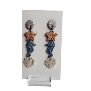 Enchanted Ocean Trio Seahorse  Polymer Clay Dangles