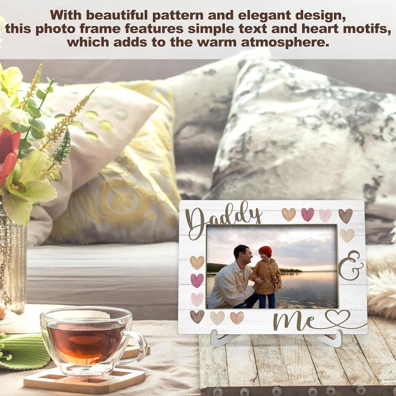 Dad Picture Frame, Fathers Day Birthday Gifts, First Time Dad Gifts from Daughter Girl, 4x6 Wood Daddy & Me Photo Frame for Desk Display-A02