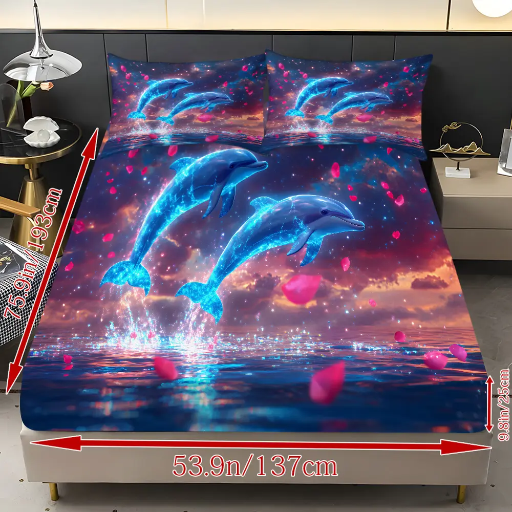 Bed Sheet Set (1 Fitted Sheet + 2 Pillowcases), Modern Style, Suitable for Dorms, Bedrooms, Hotels, All Seasons, No Fillers, Decorative Bedsheet Sets, Polyester Bedding, Bed Sheets Set