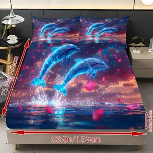 Bed Sheet Set (1 Fitted Sheet + 2 Pillowcases), Modern Style, Suitable for Dorms, Bedrooms, Hotels, All Seasons, No Fillers