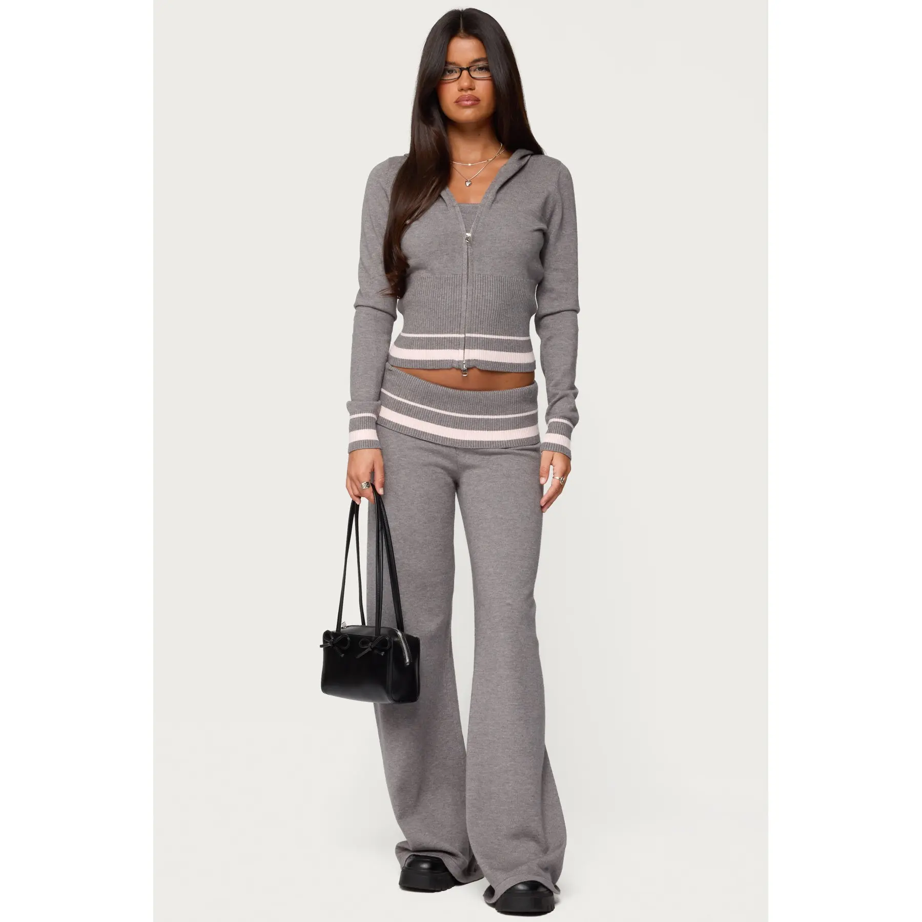 Kaliya Stripey Foldover Knit Pants