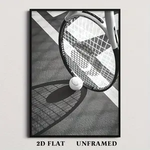 1pc Tennis Racket & Ball Poster - Vintage Modern Tennis Sport Art Print Suitable for Bedroom, Living Room, Dorm Decor - Tennis-Themed Gift for Athletes & Fans - 1pc Unframed 2D Flat Canvas Wall Painting, 2D Flat, Perfect for Room Decor