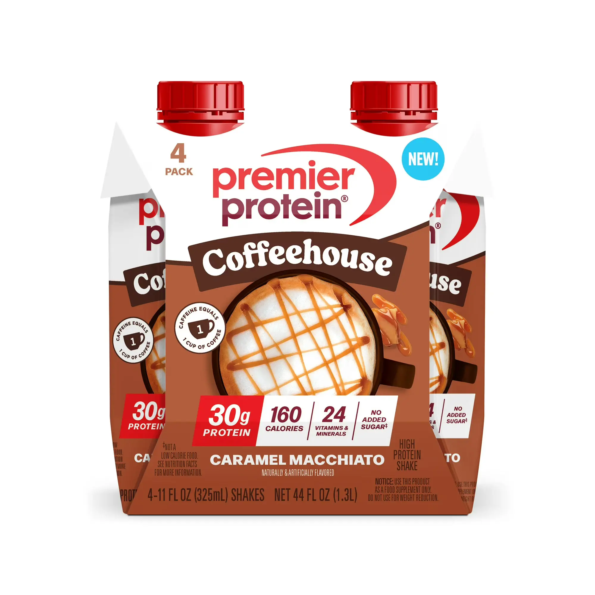 Premier Protein Shake, Coffeehouse Caramel Macchiato Flavor, 30g Protein, Energy-Boosting, 11 Fl Oz, 4-Count Beverage
