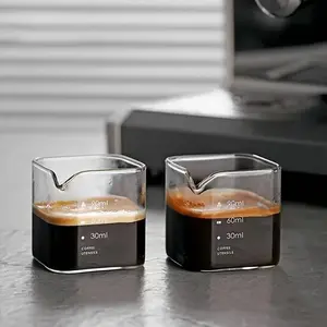 2-Piece high borosilicate glass beakers, concentrated mini coffee cups, freshly labeled milk cups, suitable for laboratory, educational, home kitchen, industrial and scientific uses