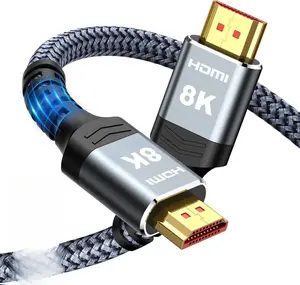 8K 10K 4K HDMI Cable 48Gbps 6.6FT/2M, Certified Ultra High Speed HDMI Cable Braided Cord-4K@120Hz 8K@60Hz, DTS:X, HDCP 2.2 & 2.3, HDR 10 Compatible with Roku TV/PS5/HDTV/Blu-ray