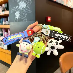 1 Ball Game Themed Keychain Small Gift 7 Types Available Basketball Football Baseball Tennis Table Tennis Billiards Badminton Suitable for Backpack Pendant Birthday Christmas New Year Gift