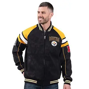 Football Fan Shop Officially Licensed NFL Faux Suede Jacket by Glll Sports - Steelers Football Fan Shop Officially Licensed NFL Faux Suede Jacket by Glll Sports - Steelers