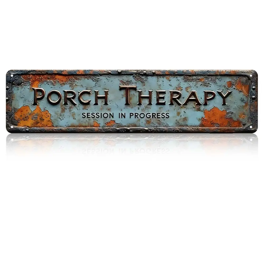 Porch Therapy Session In Progress Sign Aluminum Porch Therapy Session In Progress Decorative Sign Rustic Vintage Metal Wall Art For Porch Patio Farmhouse Backyard Funny Outdoor Home Decoration 4×16 Inch